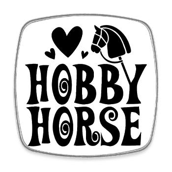 Hobby Horse - Steckenpferd - Reiten - Geschenk - Viereckiger Kühlschrankmagnet - Weiß - Vorne