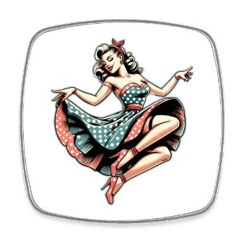 Rockabilly Style Frau Petticoat Retro Geschenk - Viereckiger Kühlschrankmagnet - Weiß - Vorne