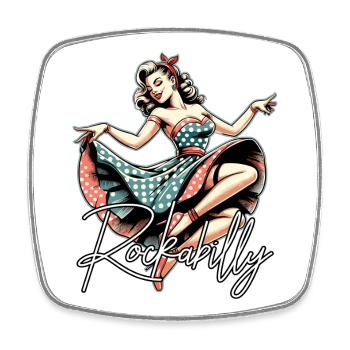 Rockabilly Style Frau Petticoat Retro Geschenk - Viereckiger Kühlschrankmagnet - Weiß - Vorne