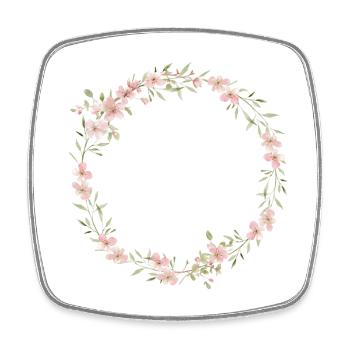 Spring Wreath - Personalizable - Square fridge magnet - white - Front