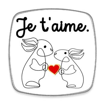 Je t'aime - Lapins de Pâques - Magnet carré - blanc - Devant