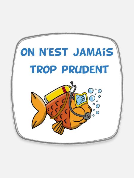 Poisson plongeur - Magnet carré - blanc