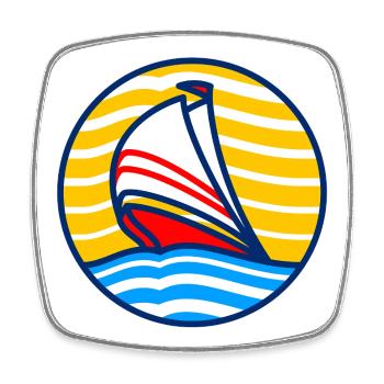 Minimal Sunset Sailboat II - Square fridge magnet - white - Front