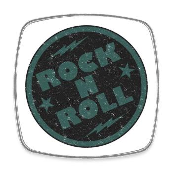 Retro Rock and Roll Abzeichen Design - Viereckiger Kühlschrankmagnet - Weiß - Vorne