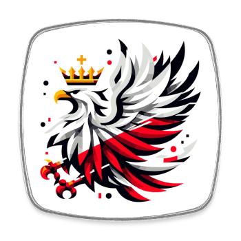 Pologne Polska Aigle Drapeau Géométrie Cadeau - Magnet carré - blanc - Devant