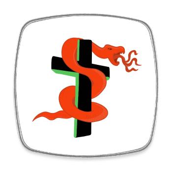 Serpent sur la croix - Magnet carré - blanc - Devant
