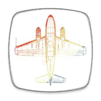 Vintage Flugzeug Line Art - Viereckiger Kühlschrankmagnet - Weiß - Vorne