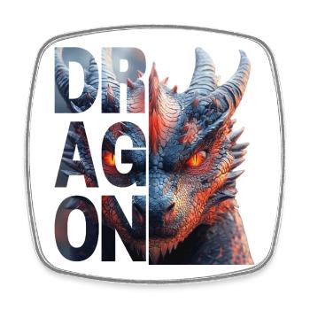 Dragon - Viereckiger Kühlschrankmagnet - Weiß - Vorne