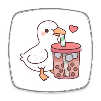 Süße Ente liebt es, Eis-Boba-Tee zu trinken - Viereckiger Kühlschrankmagnet - Weiß - Vorne