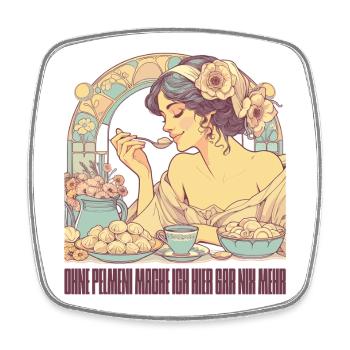 Ohne Pelmeni nix schöne Frau Art Nouveau Geschenk - Viereckiger Kühlschrankmagnet - Weiß - Vorne