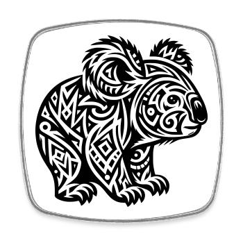 Koala tribal - Magnet carré - blanc - Devant