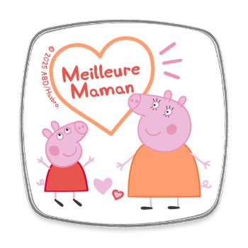 Peppa Pig Design Meilleure Maman - Viereckiger Kühlschrankmagnet - Weiß - Vorne
