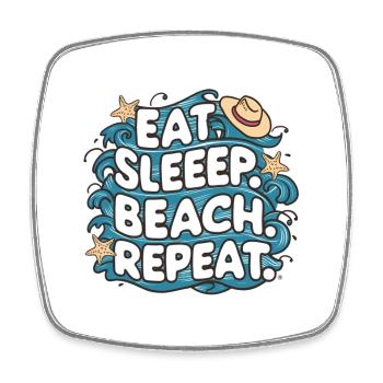 Eat Sleep Beach Repeat - Square fridge magnet - white - Front