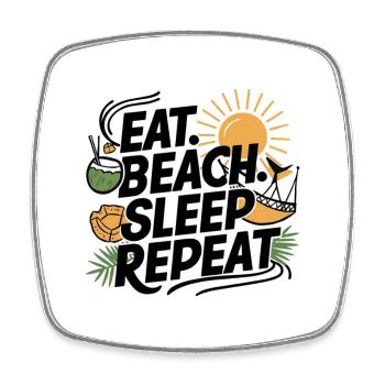Eat Sleep Beach Repeat - Square fridge magnet - white - Front