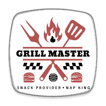 Grill Master Dark Edition - Viereckiger Kühlschrankmagnet - Weiß - Vorne