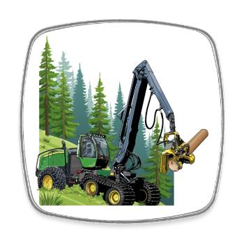 Récolteuse, moissonneuse en forêt - Magnet carré - blanc - Devant