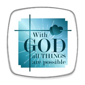 With GOD all things are possible - Square fridge magnet - white - Front