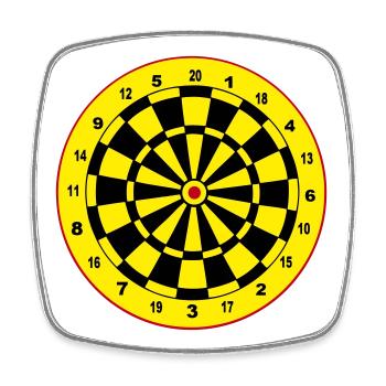 Fléchettes, fléchettes, fléchettes, autocollants, jeu de fléchettes - Magnet carré - blanc - Devant