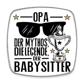 Opa – Der Mythos, die Legende, der Babysitter - Viereckiger Kühlschrankmagnet - Weiß - Vorne