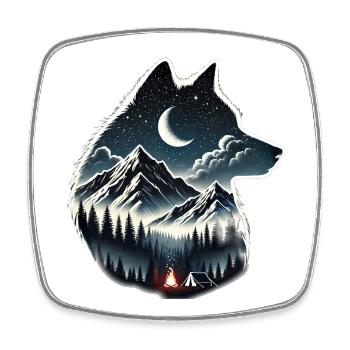wolf - Square fridge magnet - white - Front