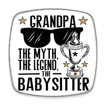 Opa – Der Mythos, die Legende, der Babysitter - Viereckiger Kühlschrankmagnet - Weiß - Vorne