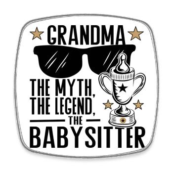 Grandma – The Myth, the Legend, the Babysitter - Square fridge magnet - white - Front