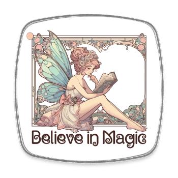 Bücher Lesen Fee Elfe Magie Art Nouveau Geschenk - Viereckiger Kühlschrankmagnet - Weiß - Vorne