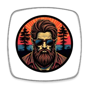 Beard Man - Square fridge magnet - white - Front