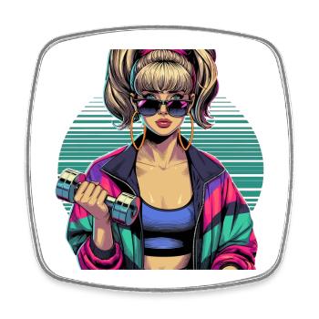 Fitness Strong Woman Gym 90s Gift - Square fridge magnet - white - Front