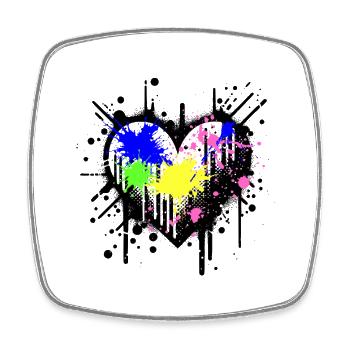 Colorsplash Heart - Viereckiger Kühlschrankmagnet - Weiß - Vorne