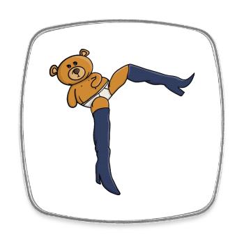 Teddy bear wearing knee-high boots - Square fridge magnet - white - Front