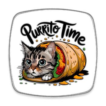 Purrito Cat - Square fridge magnet - white - Front