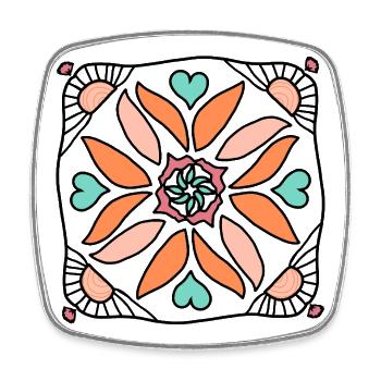 Sonnen Mandala - Viereckiger Kühlschrankmagnet - Weiß - Vorne