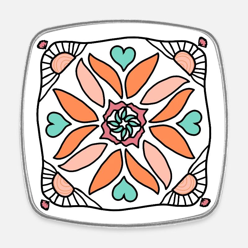Mandala du Soleil - Magnet carré - blanc