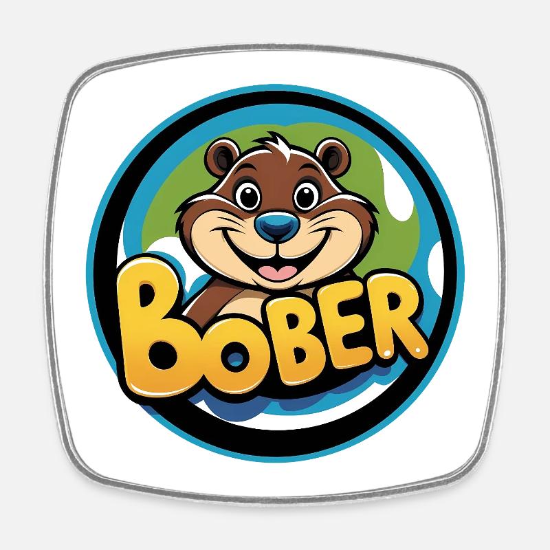Bober - Magnet carré - blanc