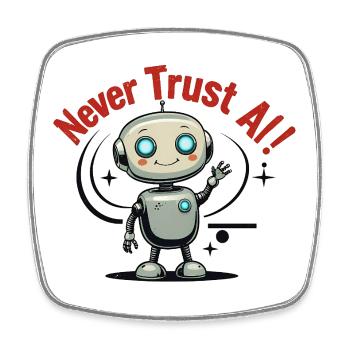 Never Trust AI - Square fridge magnet - white - Front