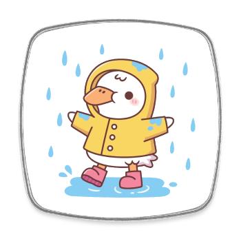Canard mignon en imperméable jaune - Magnet carré - blanc - Devant