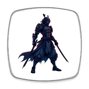 Cyber Samurai Warrior Illustration - Square fridge magnet - white - Front