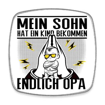 Endlich Opa – Mein Sohn hat ein Kind bekommen - Viereckiger Kühlschrankmagnet - Weiß - Vorne