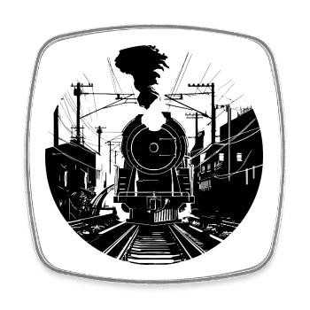 Railway Drawing - Square fridge magnet - white - Front