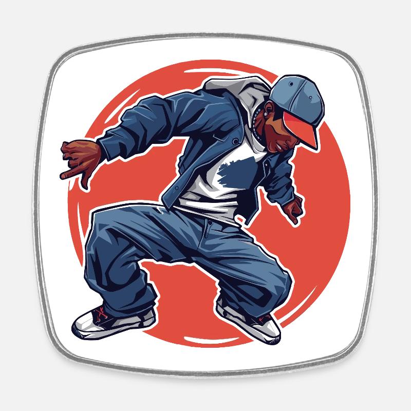 Breakdance - Magnet carré - blanc