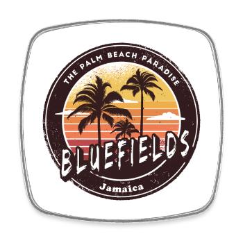 Bluefields Jamaïque – Palm Beach Paradise - Magnet carré - blanc - Devant
