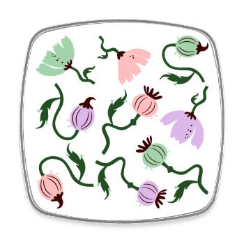 Kräftige Mohnblumen L Florale Mohnblumen - Viereckiger Kühlschrankmagnet - Weiß - Vorne