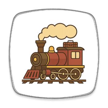 Retro Locomotive (left) - Square fridge magnet - white - Front