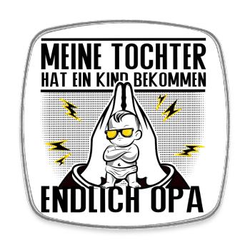 Endlich Opa – Lustiges Opa Design zur Geburt - Viereckiger Kühlschrankmagnet - Weiß - Vorne