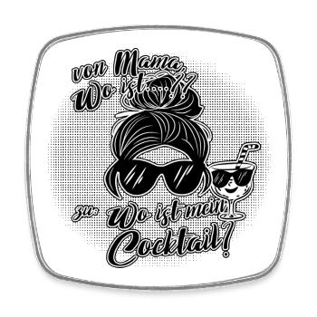 Von Mama-Modus zu Cocktail-Zeit. - Viereckiger Kühlschrankmagnet - Weiß - Vorne