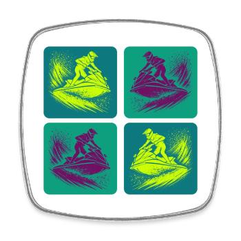 Jetski Splash Art – Neon Ride - Viereckiger Kühlschrankmagnet - Weiß - Vorne