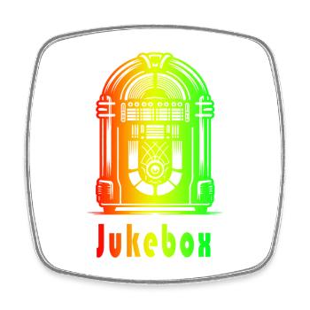 Retro Jukebox – Rainbow Vibes - Viereckiger Kühlschrankmagnet - Weiß - Vorne