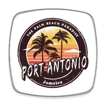 Port Antonio, Jamaïque - Île paradisiaque des Caraïbes - Magnet carré - blanc - Devant