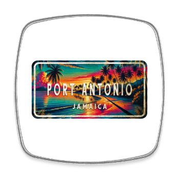 Port Antonio, Jamaïque - Île paradisiaque des Caraïbes - Magnet carré - blanc - Devant
